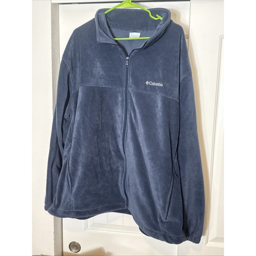 Columbia‎ Men's Full Zip Fleece Jacket Blue 3XL Outdoor Camping Hiking Pockets